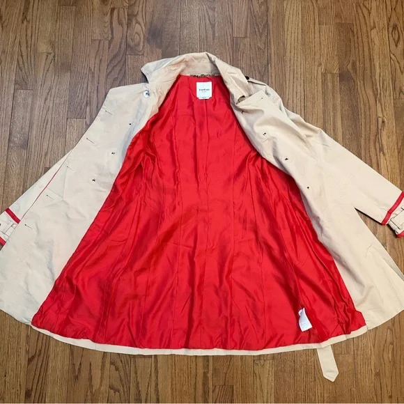 Pre-loved Bebe Double Breasted Leather Trim Trench Coat - Picture 8 of 9